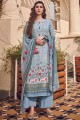 Silk Sky blue Palazzo Suit in Embroidered
