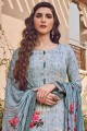 Silk Sky blue Palazzo Suit in Embroidered