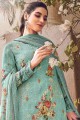 Turquoise  Embroidered Palazzo Suit in Silk