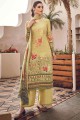 Golden Palazzo Suit in Embroidered Silk