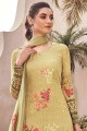 Golden Palazzo Suit in Embroidered Silk