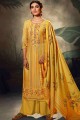Yellow Palazzo Suit in Embroidered Pashmina
