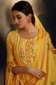 Yellow Palazzo Suit in Embroidered Pashmina