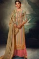 Embroidered Pashmina Multicolor Palazzo Suit with Dupatta
