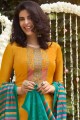 Pashmina Yellow Palazzo Suit in Embroidered