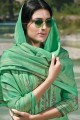 Printed Palazzo Suit in Green Pashmina