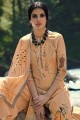 Beige Palazzo Suit with Printed Pashmina