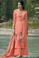 Peach Printed Palazzo Suit in Pashmina