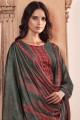Olive green Palazzo Suit with Printed Pashmina
