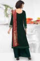 Green Palazzo Suit in Velvet with Embroidered