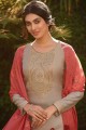 Tussar silk Palazzo Suit in Beige with Embroidered