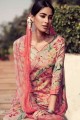 Peach Satin Embroidered Palazzo Suit with Dupatta