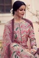 Pink Satin Embroidered Palazzo Suit with Dupatta