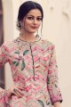 Pink Satin Embroidered Palazzo Suit with Dupatta