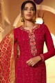 Georgette Palazzo Suit with Embroidered in Red