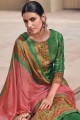 Excellent Printed Satin Green Palazzo Suits with Dupatta