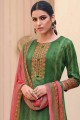 Excellent Printed Satin Green Palazzo Suits with Dupatta