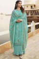 Sky blue Palazzo Suit with Embroidered Georgette