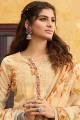 Beige Georgette Palazzo Suit with Embroidered