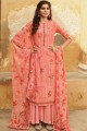 Magnificent Pink Embroidered Georgette Palazzo Suits