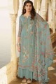 Grey Georgette Palazzo Suits with Embroidered