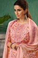 Indian Ethnic Pink Palazzo Suits with Printed Satin