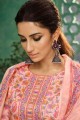 Indian Ethnic Pink Palazzo Suits with Printed Satin