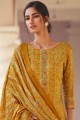 Yellow Palazzo Suit in Printed Satin