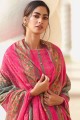 Satin Printed Pink Palazzo Suit with Dupatta