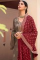 Grey Palazzo Suit in Embroidered Chiffon