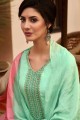 Green Palazzo Suit in Embroidered Cotton