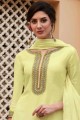 Yellow Cotton Palazzo Suit with Embroidery Work
