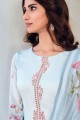 Sky blue Printed Palazzo Suit in Cotton