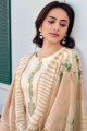 Printed Cotton Palazzo Suit in Beige with Dupatta
