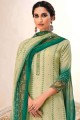 Snazzy Cotton Embroidered in Green Palazzo Suit with Dupatta