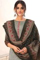 Cotton Grey Palazzo Suit in Embroidered
