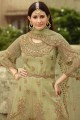 Green Net Embroidered Sharara Suit with Dupatta