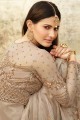 Net Embroidered Beige Sharara Suit with Dupatta