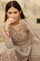 Net Embroidered Beige Sharara Suit with Dupatta