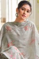 Grey Palazzo Suit with Embroidered Cotton