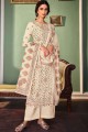 Cream Palazzo Suit in Printed Satin