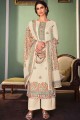 Cream Printed Satin Palazzo Suit
