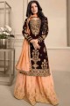 Maroon Georgette Sharara Suits with Embroidered