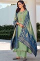Green Embroidered Silk Palazzo Suit