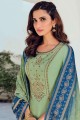Green Embroidered Silk Palazzo Suit