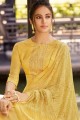 Latest Yellow Embroidered Palazzo Suit in Silk