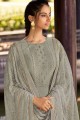 Grey Embroidered Palazzo Suit in Silk