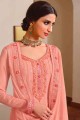 Peach Chiffon Embroidered Pakistani Suit with Dupatta