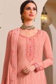 Peach Chiffon Embroidered Pakistani Suit with Dupatta