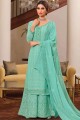 Teal  Embroidered Pakistani Suit in Chiffon